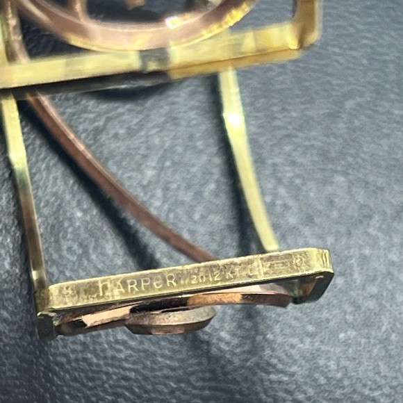 Harper 1/20 12k gold filled filigree open scroll cuff bracelet two tone gold - Picture 3 of 16